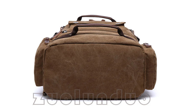 Brown canvas travel bag with side pockets, Orin & Vale durable luggage