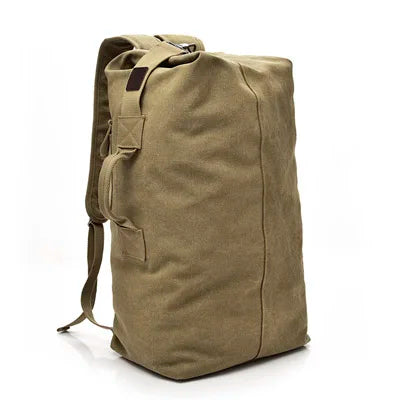 Olive green canvas backpack with top handle and shoulder straps, Orin & Vale